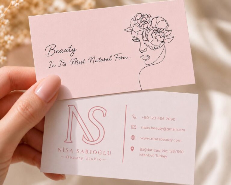 Feminine Beauty Business Card Template, Minimal Pink Canva Design (Digital Download)