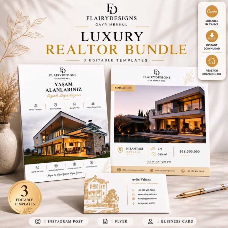 Luxury Realtor Branding Kit | Modern Canva Templates (Digital Download)